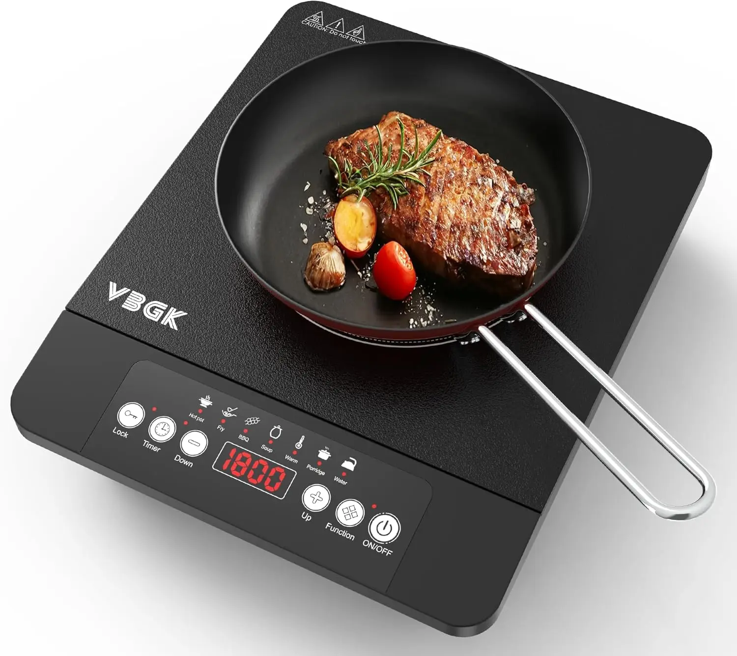 

1800W Portable Induction Cooktop, Single Burner Hot Plate with LCD Touch, 7 Temp Levels, Safety Lock & Timer