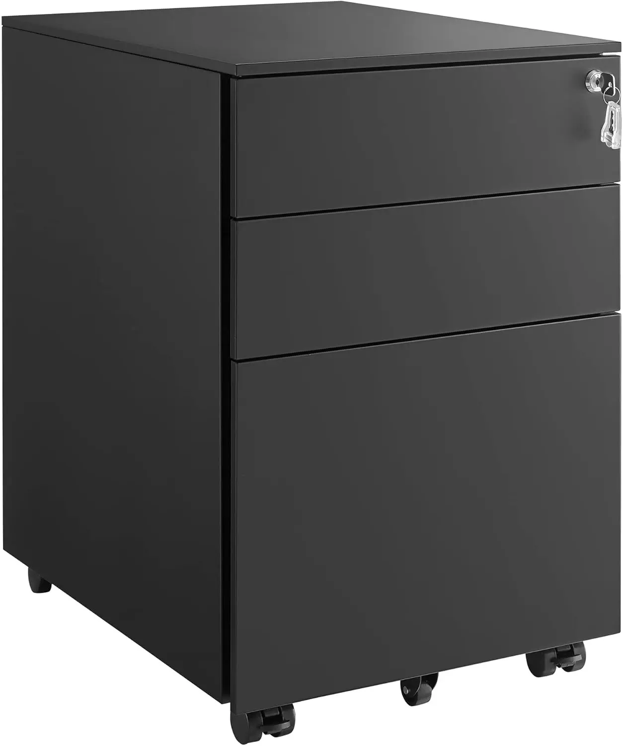 SONGMICS 3-drawer desk roll container pre-assembled lockable office cabinet with hanging system