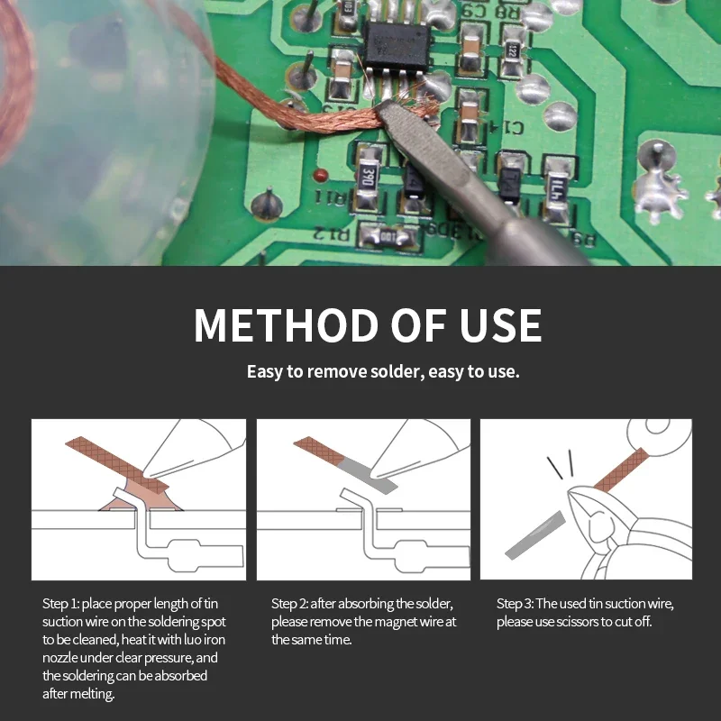 1-4mm Desoldering Braid Tape Copper Welding Point Solder Remover Wire Soldering Wick Tin Lead Cord Flux Solder Mop