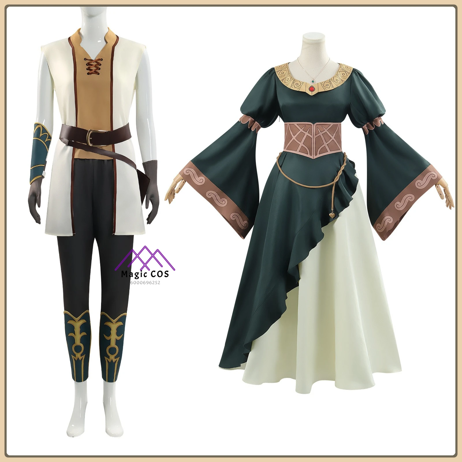 

Hot Anime Character Hera Cosplay Green Dress Wig Gold Belt Cape Gloves Women's High Quality Outfit for Comic Con Party