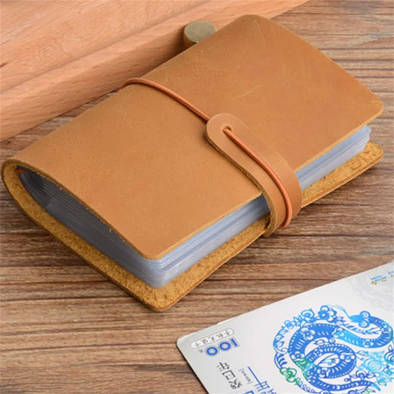 AIGUONIU Card Holder Large Capacity Business Cards Holder Top Leather ID Card Custom Wallet Credit Card Holder Storage Bag