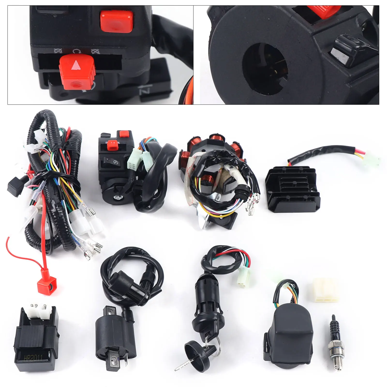 Kabelbaum-Set, kompletter elektrischer Kabelbaum, Gleichrichter, Zündspule, CDI-Schalter für ATV QUAD 125–250 CC