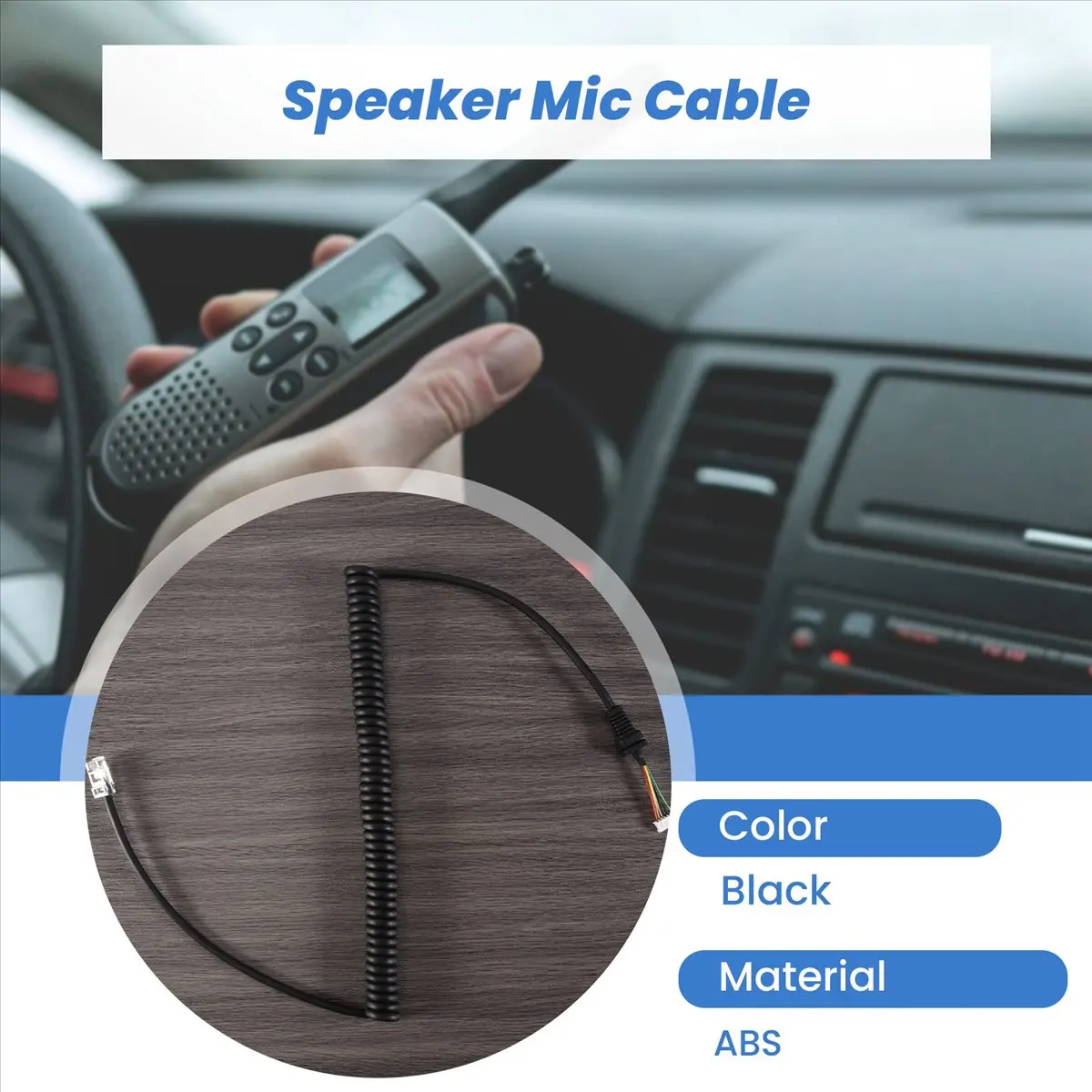A46U Car Hand Speaker Microphone Cable for -48 -48A6J FT-8800R FT-8900R FT-7900R FT-1807 FT-7800R FT-2900R FT-1900