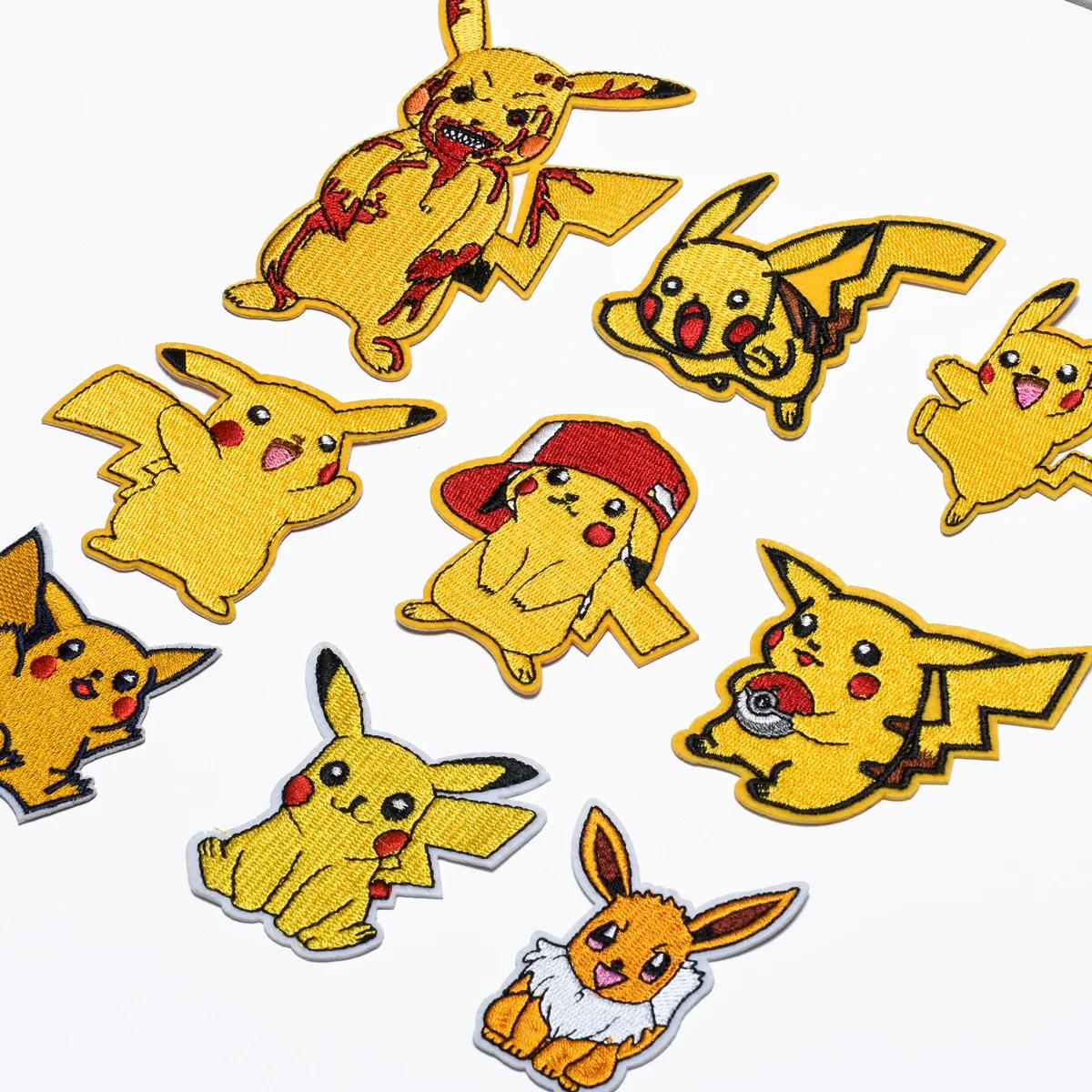 9/17/25 sztuk kreskówki Pikachu Pokemon gra potwór postać dla majsterkowiczów odzież prasowanie haftowana łatka szyć dżinsy torba aplikacje