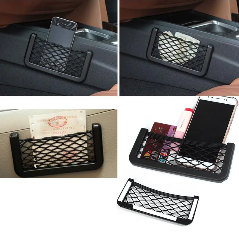 Universal Car Organizer Storage Bag Auto Paste Net Pocket for Mobile Phone Box Facial Tissue Storage Organizer Car Accessories