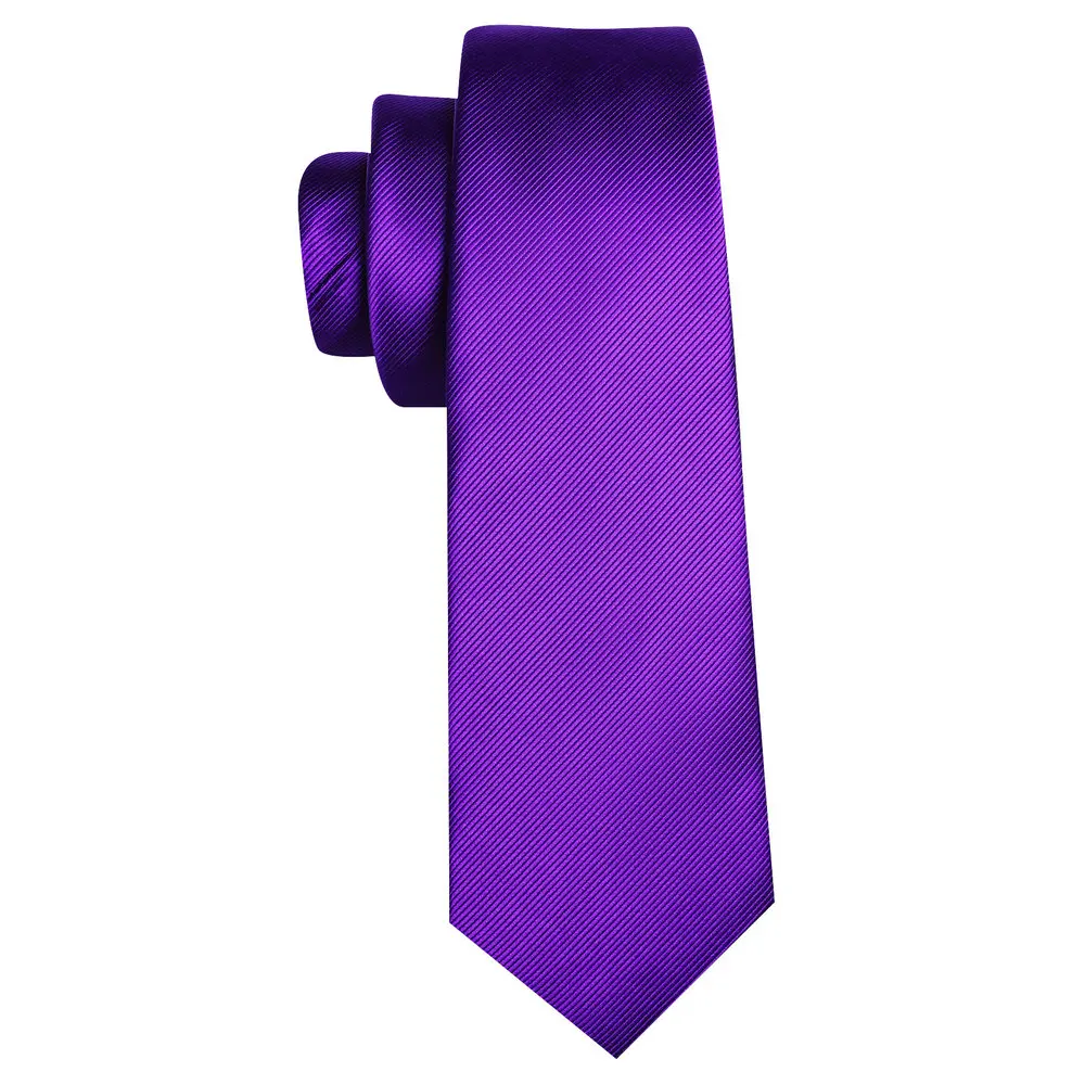 Eleagnt Plum Purple Silk Ties For Men New Solid Woven Handkerchief Cufflinks Set Groom Wedding Designer Party Barry.Wang LN-6475