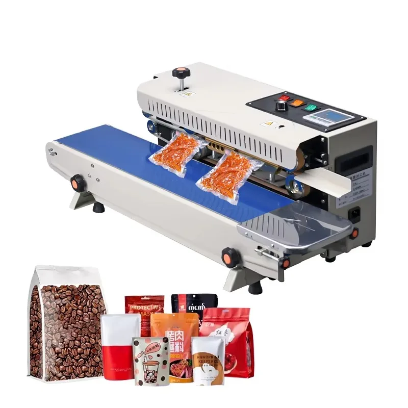 

FR900 Semi Automatic Continuous Bag Sealing Machine Small Food Pouch Tea Coffee Heat Sealing Machine for Plastics Packages