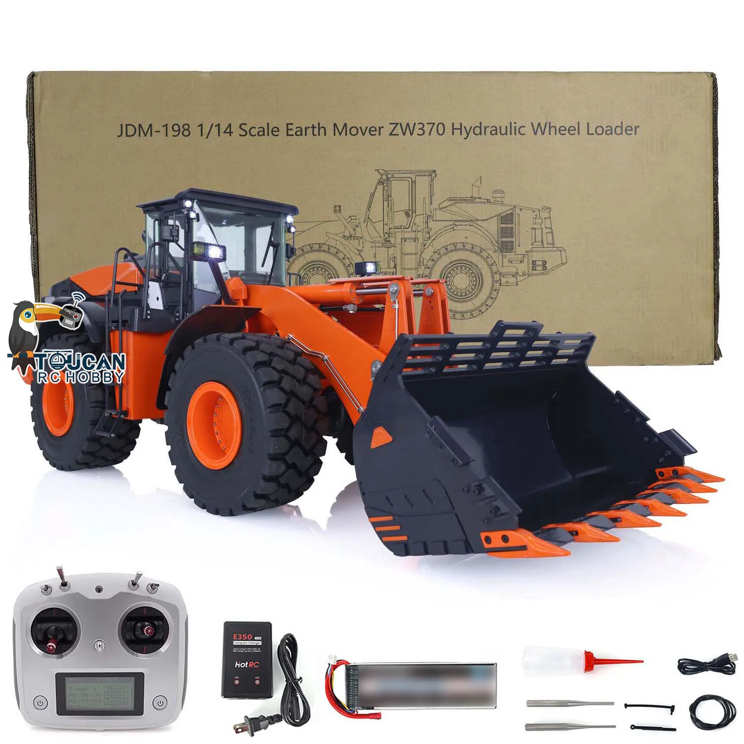 1/14 JDM 198 ZW370 Hydraulic RC Loader RTR Ready to Run Construction Vehicles Painted Finished Earth Mover Sound Model THZH1503