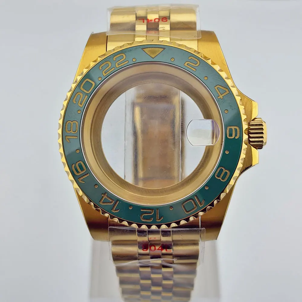 골드 316L 스테인레스 스틸 더블 턴 케이스 사파이어 GMT50BAR 방수 NH34 NH35 NH36 무브먼트 jubbile 스트랩에 적합