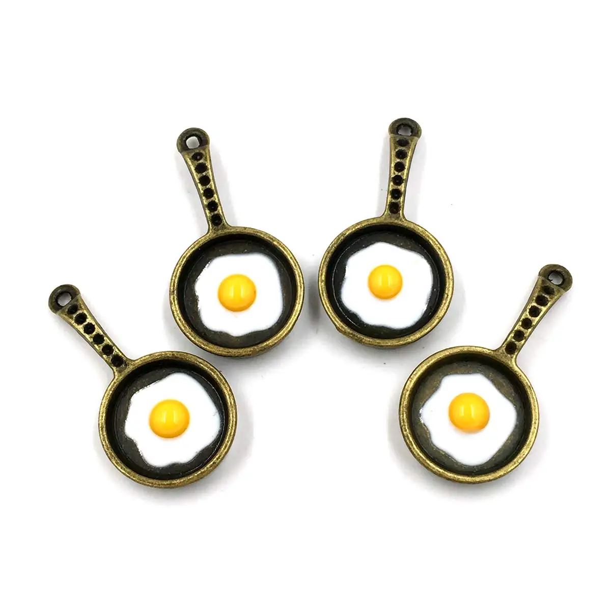 50PCS Vintage Bronze Tone Frying Pan Fried Egg Charm Pendants DIY Necklace Jewelry Accessories Handicrafts Making Supplies