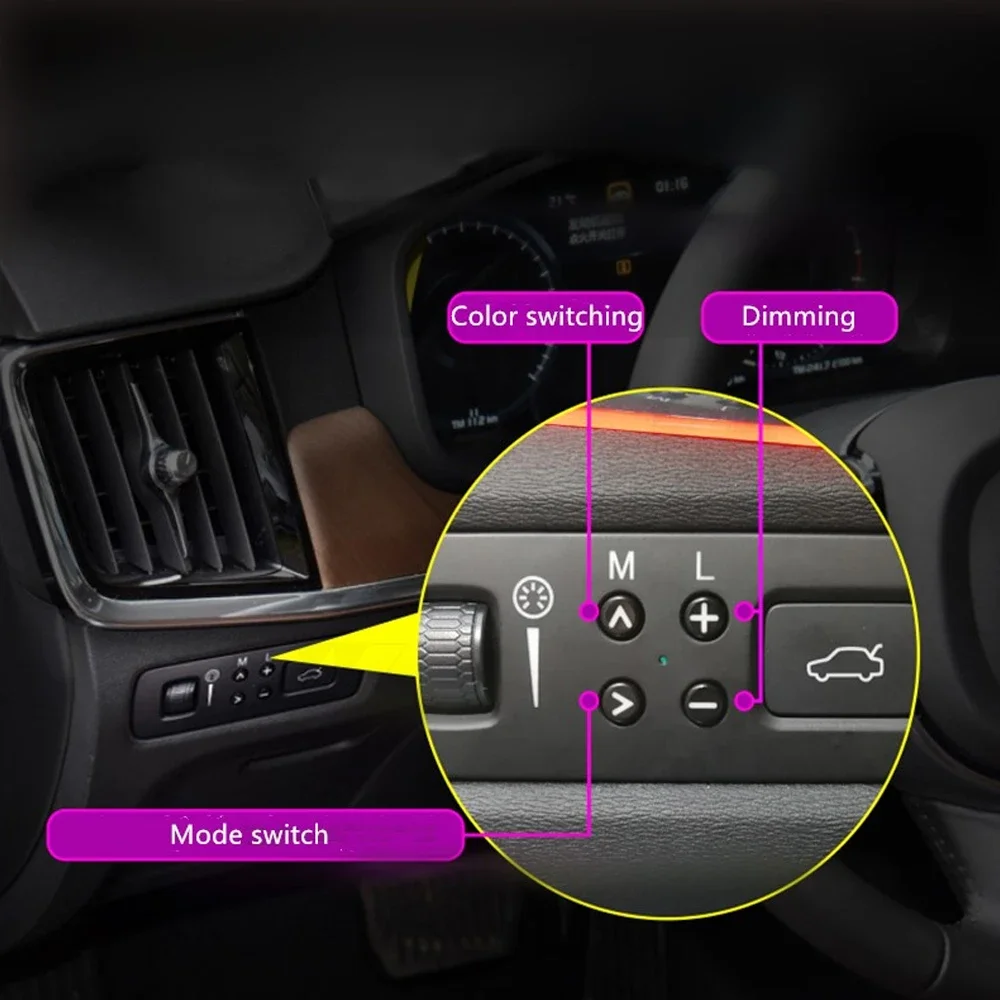 for Volvo s90 2017-2021 Car LED ambient light for Volvo S90 64-color ambient light, illuminated door light, atmosphere light