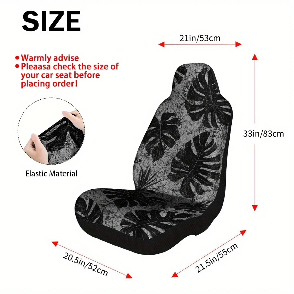 2pcs Black Leaf Silhouette Car Seat Cover Set – Universal Fit, Durable And Stylish Front Seat Protectors, High-Quality Full Set