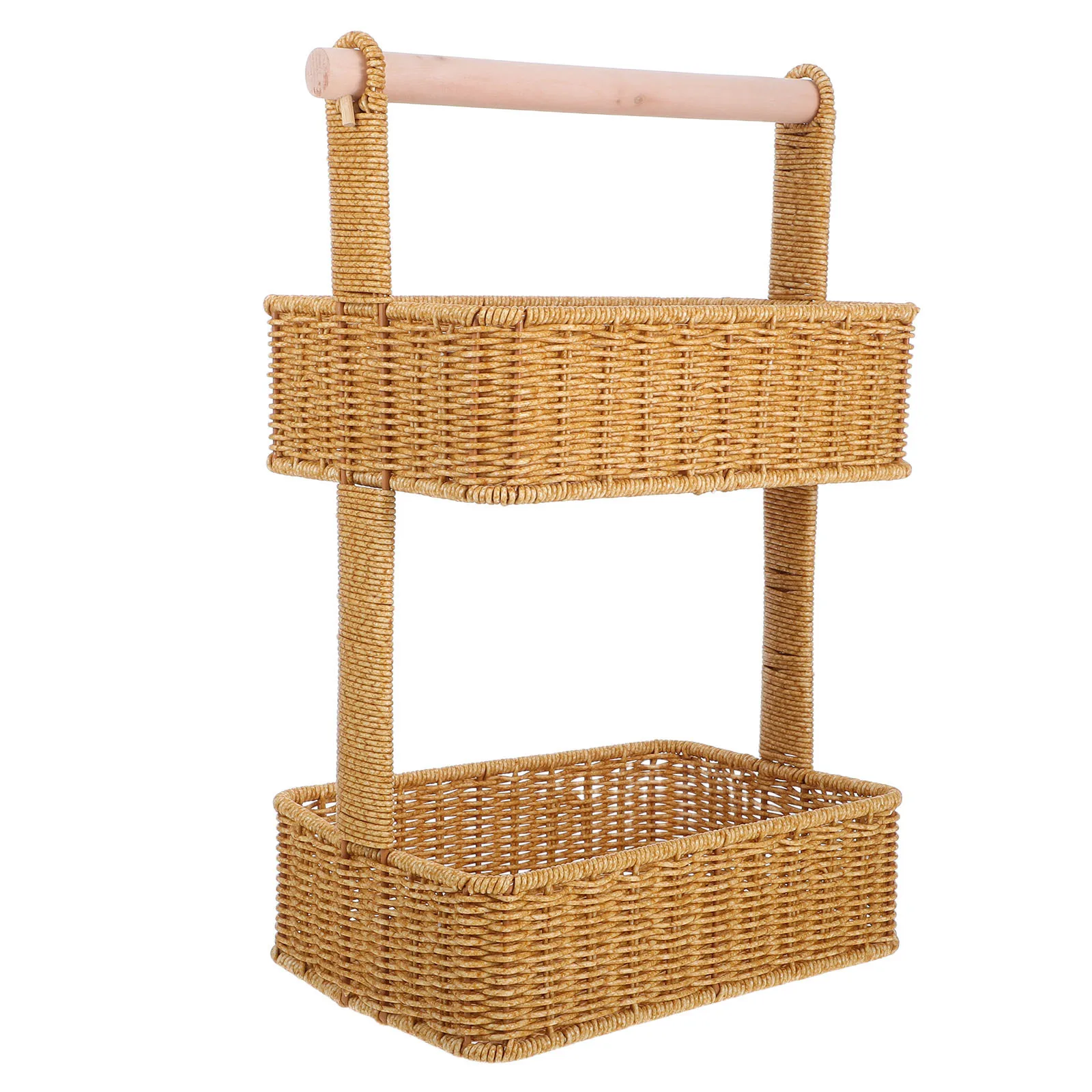 

Double Layer Woven Storage Basket Organizer Decorative Bins for Bathroom Bedroom Kitchen Home Boho Decor Large Storage Basket