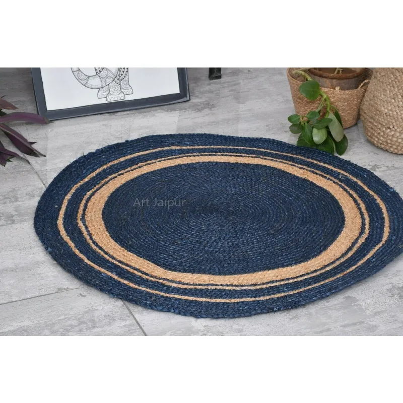 

Hand Braided Style Carpet Design Rug, Round 100% Natural Jute