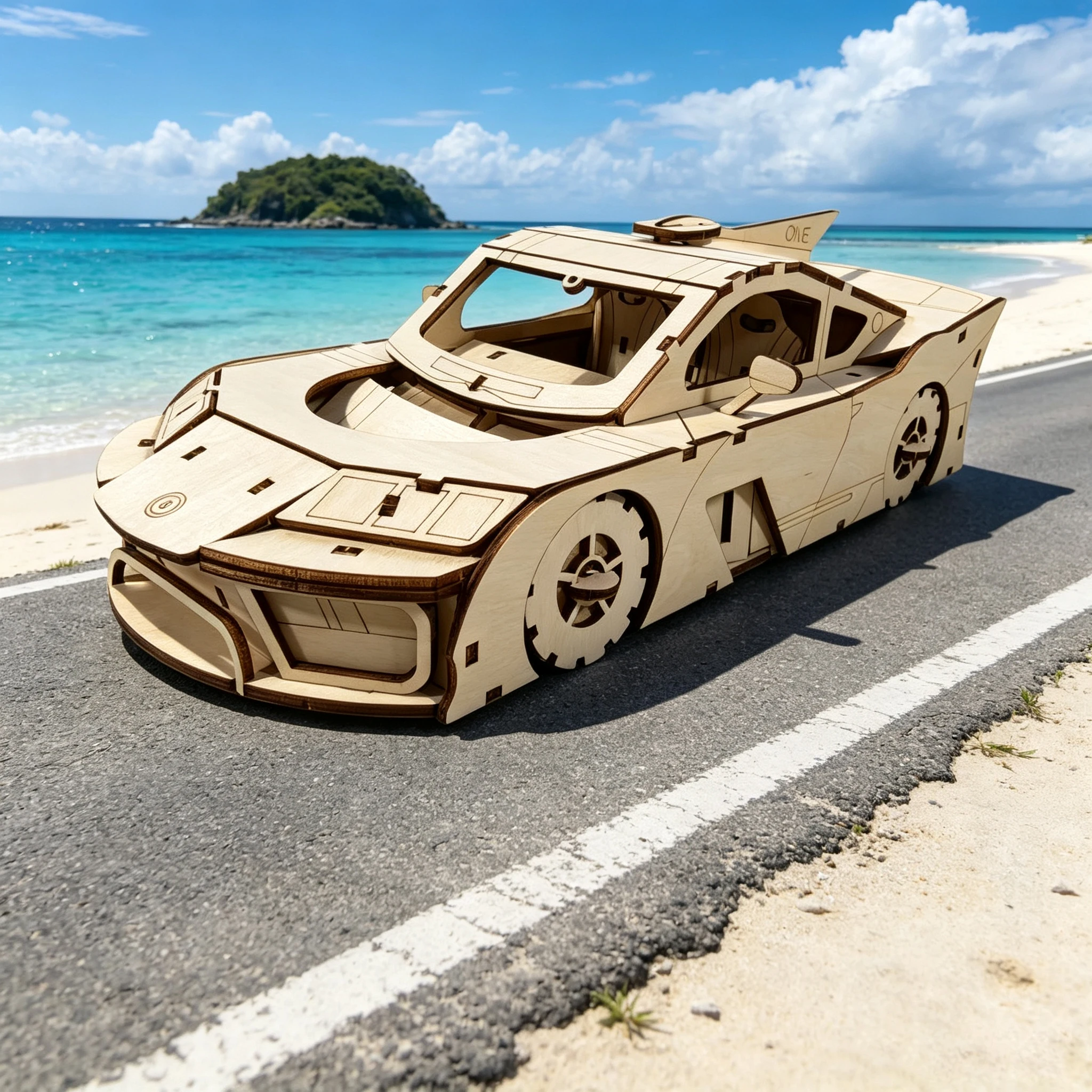 3D Sports Car Puzzle Model, DIY Wooden Assembly Kit, Home Desktop Decoration, Holiday Gifts, Christmas and Halloween Gifts