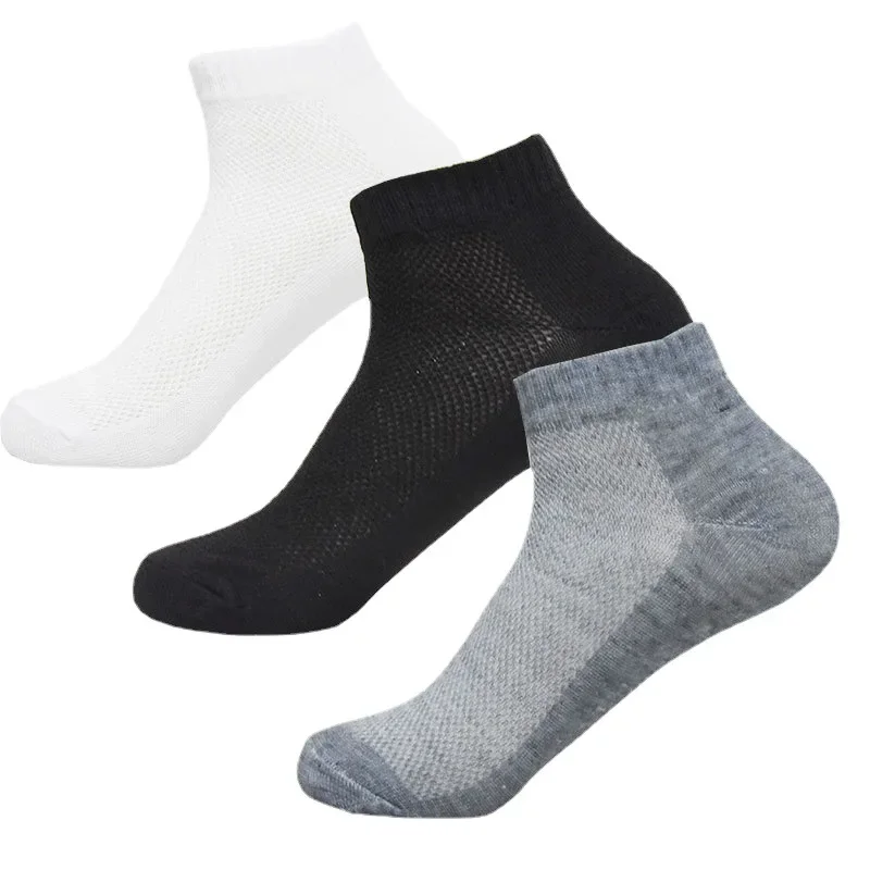 Breathable Non-slip Men's Socks Short Tube Casual Ankle Solid Mesh High Quality Male Sweat-Absorbing Boat Socks