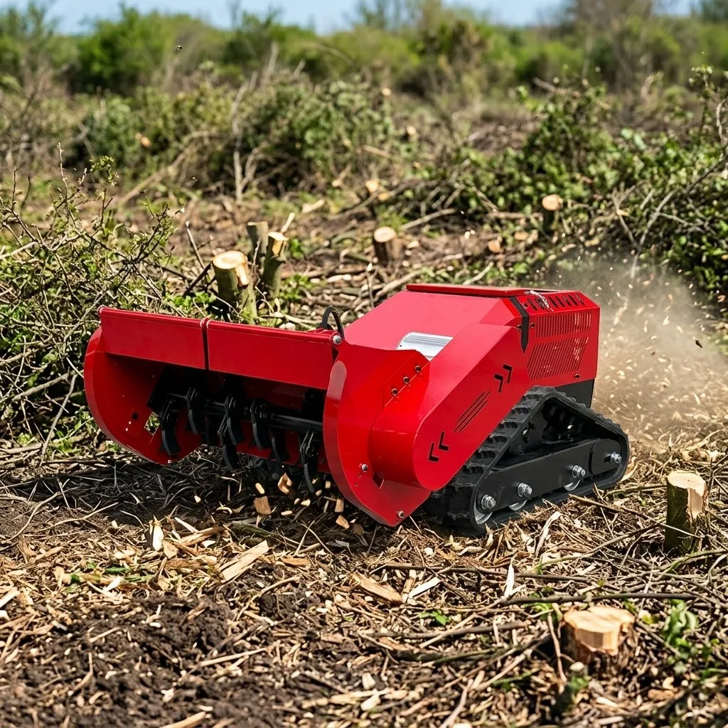 Extended Range Flail Blade Remote Control Lawn Mower All Terrain Track Hybrid Grass Cutting Machine For Farm Garden Slope
