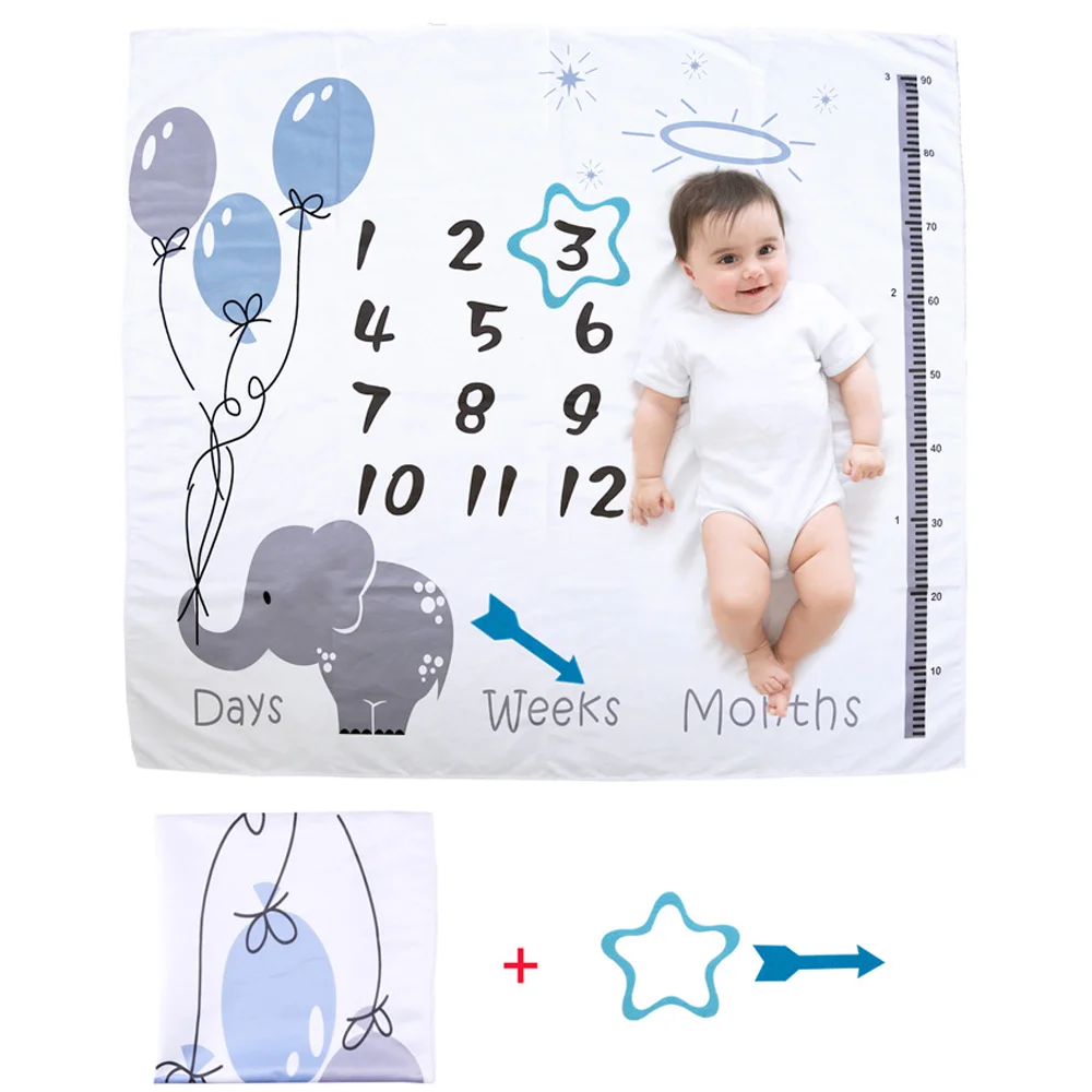 Ylsteed cobertores de marco para recém-nascidos, lembranças de crescimento mensal para bebês, sessão de fotos infantil, cobertor de fundo, cartão de dados de madeira