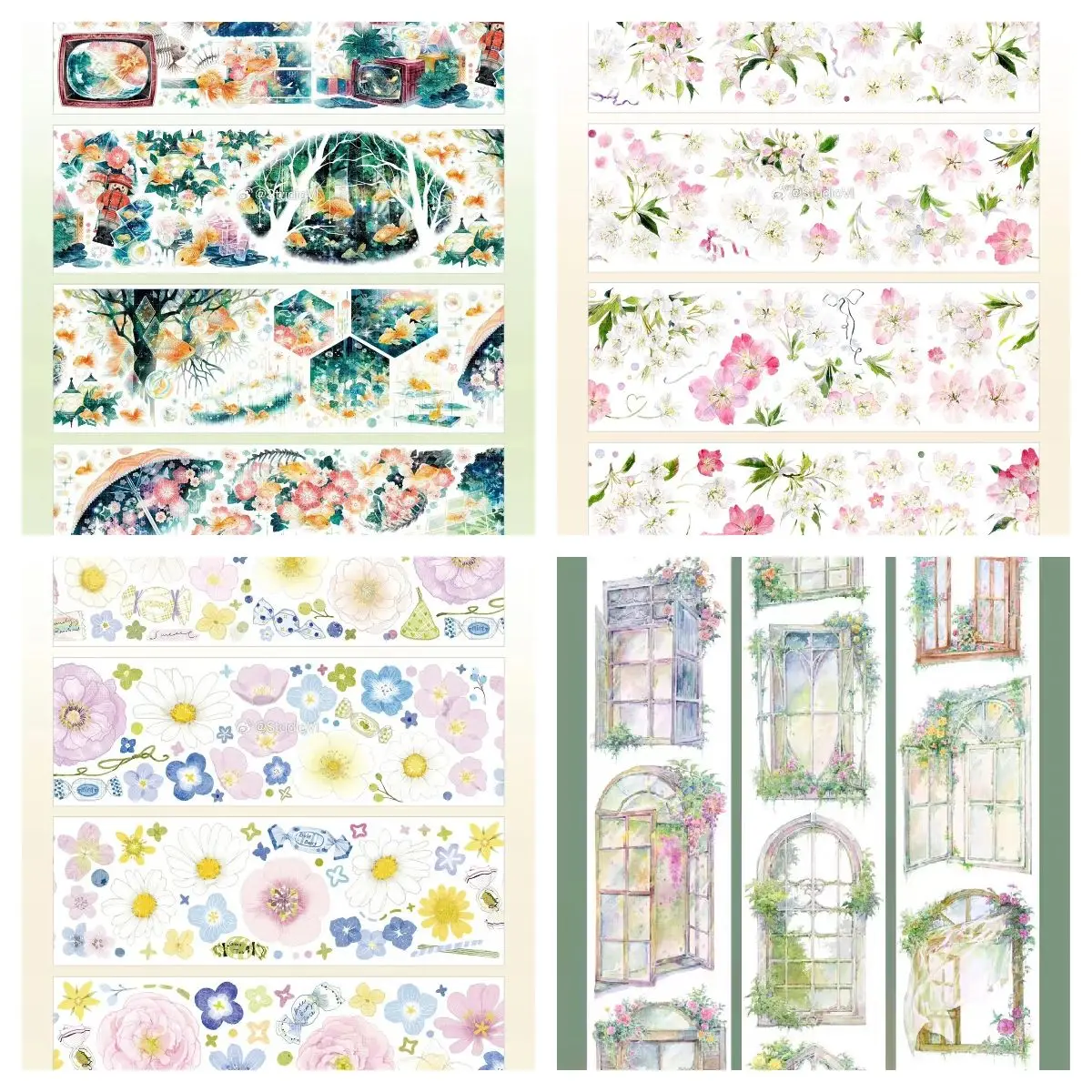 

1-петлевая лента Washi для домашних животных Studio VI/плавающая мечта, летняя длинная/цветок сакуры/свитом цветов/выдув грунта