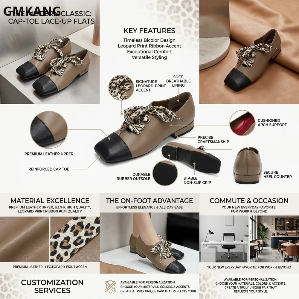 Women Square Toe Ballet Flats Leather Splicing Pearl Decor Low Heel Slip On Comfortable Dress Shoes for Daily Wear