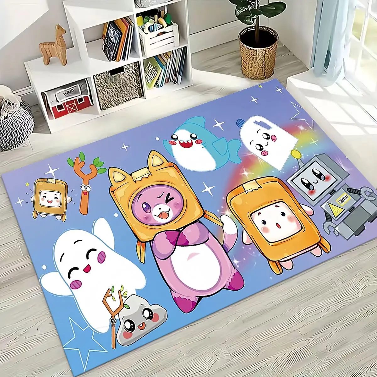 

Cartoon Lankybox Cute Foxy Boxy Rocky Carpet Rug for Bedroom Living Room Sofa Home Doormat Decor,Large Kids Non-slip Floor Mat