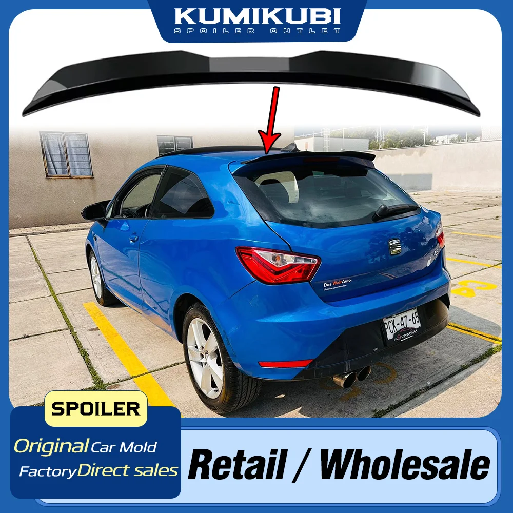 Extensión de alerón para Seat Ibiza MK4, labio de alerón, plástico ABS, negro brillante, para Ibiza 6J Tsi Tdi, 4 puertas, Hatchback, 2009-UP, ala de techo