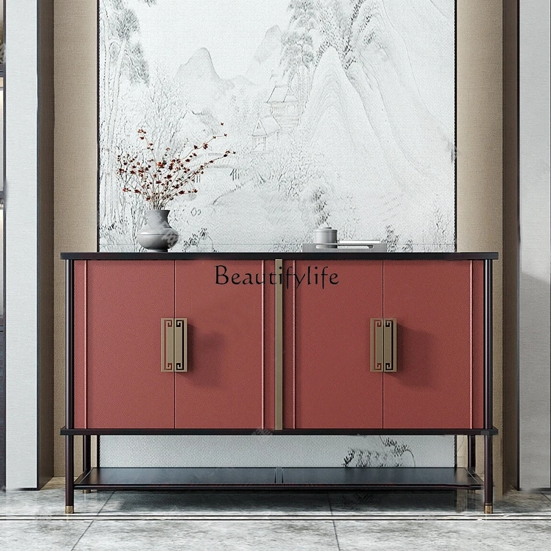 New Chinese style solid wood foyer cabinet, light luxury decorative cabinet, simple and modern