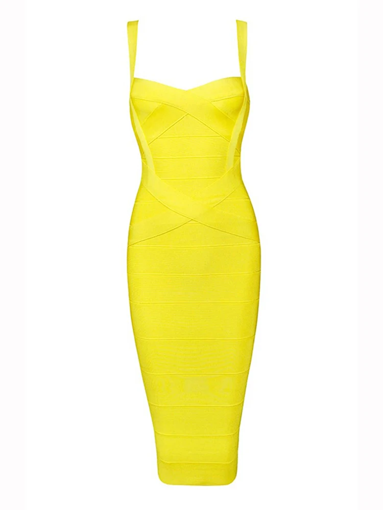 Nieuwe 2026 Dames Sexy Celebrity Midi Rood Wit HL Elastische Bandage Jurk Spaghettiband Club Bodycon Party Jurk Groothandel HL434 - afbeelding 1