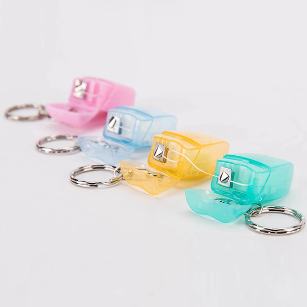 100pcs Portable Dental Floss Keychain Teeth Cleaning Tooth Shap Key Chain Oral Care 10M Length Flosser Oral Clinic