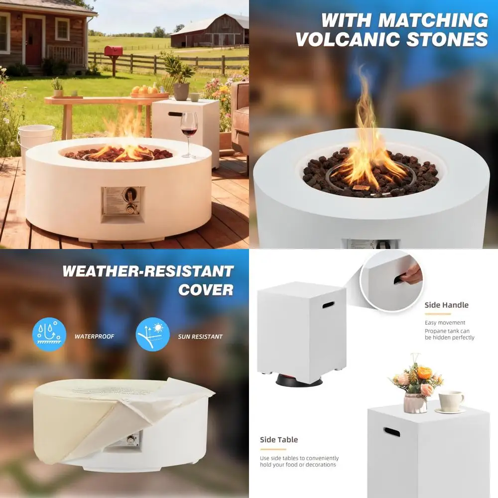 

Стол для костра на пропане на открытом воздухе — 30 круглых стальных огня с автоматическим зажиганием, крышкой бака и горелкой 50 000 БТЕ