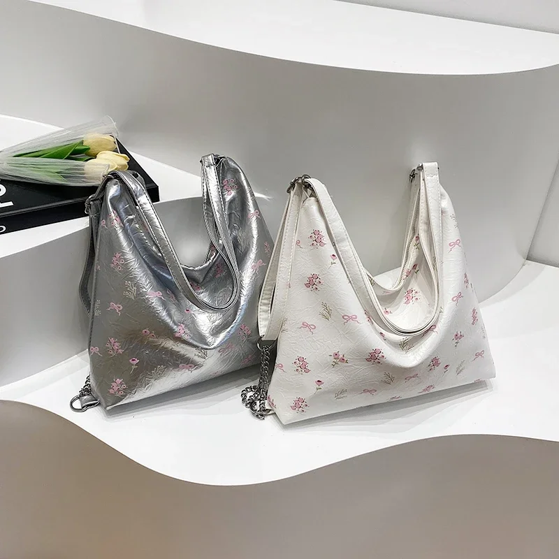 Bolso de hombro con cremallera para mujer, bolsa de mano de PU de alta calidad con estampado de moda, gran capacidad, novedad de 2024, envío gratis