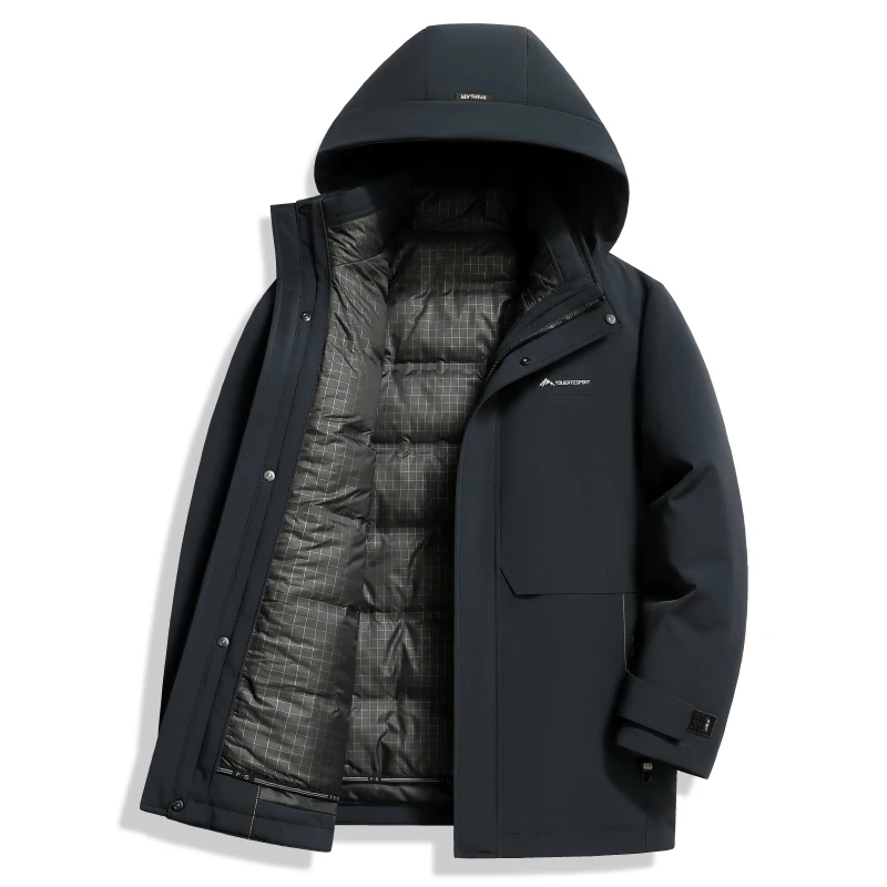 Casual Men's Warm Hooded Duck Down Jackets 2025 Winter Liner & Hat Detachable Outwear Windproof Thicken Top Puffer Coat Clothing