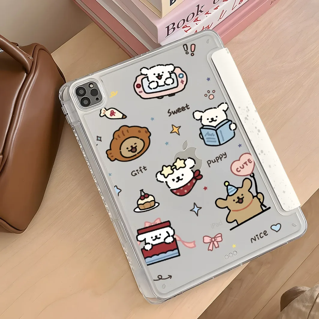 Cute Puppy Pen Slot Tablet Case For Mini 7 6 iPad Pro 2024 2022 2021 2020 2019 2018 2017 11 10 9 8 7 6 5 Air7 6 5 4 3 2 1 Cover