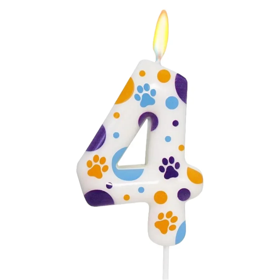 Geburtstagskerzen, blauer Hundepfoten-Motivdruck, Geburtstagsparty-Zubehör, Pfotenkuchen-Topper, Dekorationen zum Geburtstag – Detail 4