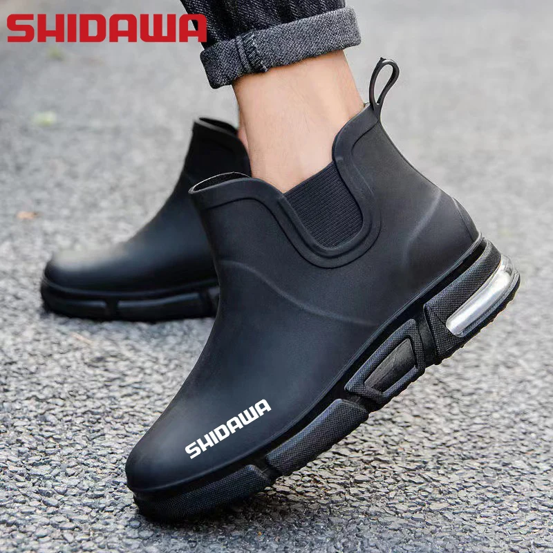 Summer Men Waterproof Fishing Boots Outdoor Non-slip Rain Boots Comfortable Wear-resistant Rubber Hiking Fishing Camping Shoes