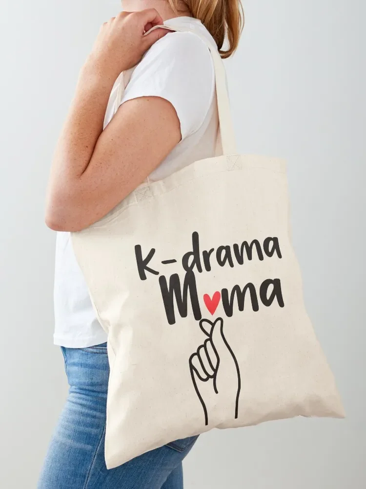 Kdrama Mama Fingerheart Black Lettering Tote Bag free delivery bags supermarket folding bag Tote Bag