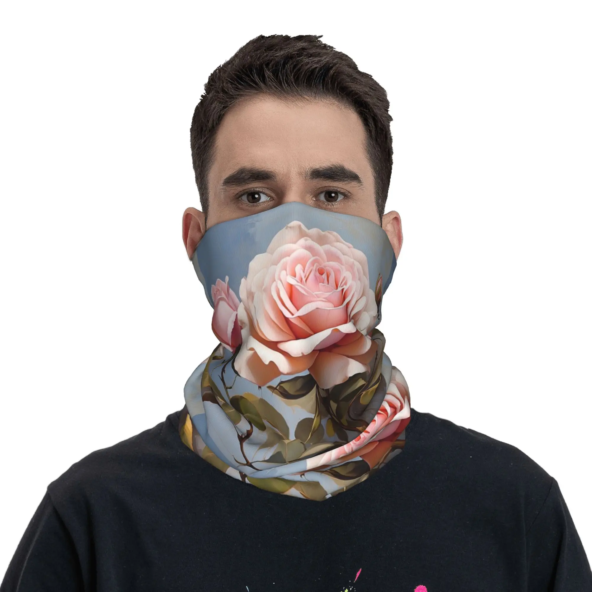 Roses Modern Flowers in Oil Painting Bandana Neck Gaiter Printed Mask Scarf Balaclava Outdoor Sports For Men Women Adult