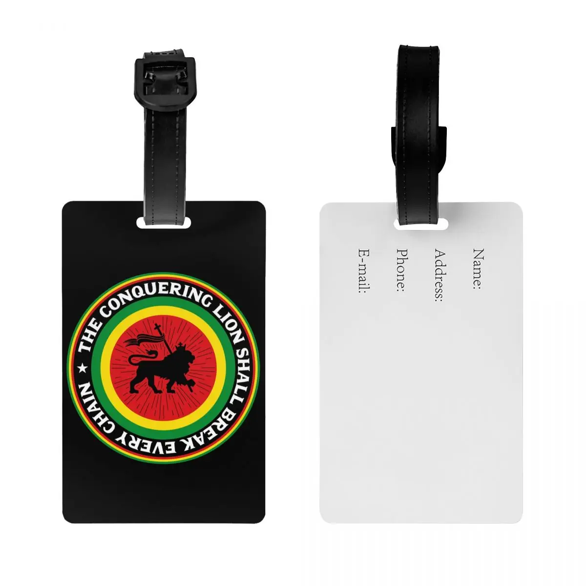 Custom Rastafari Rasta Lion Of Judah Luggage Tag for Suitcases Jamaica Flag Privacy Cover ID Label