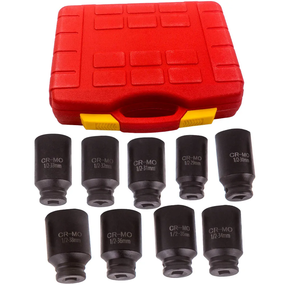 

Deep Impact Socket Kits 1/2" Drive Metric Axle Hub Nut Socket 29mm-38mm