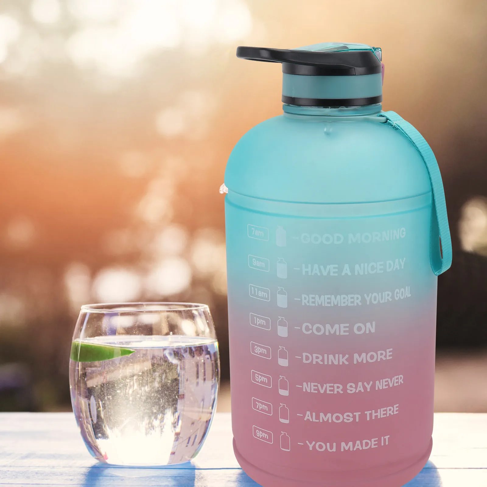 1Pcs 3.78L Gradient Petg Plastic Water Bottle Safe Portable Sports Water Bottle for Outdoor Travel Hiking Camping Use