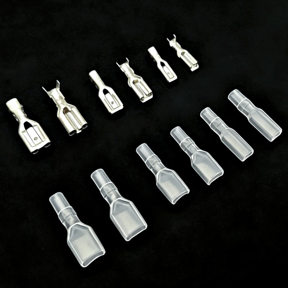 2.8mm 4.8mm 6.3mm Female Spade Connector Faston Terminal Insulated Crimp Wire Connector with Transparent Sheath