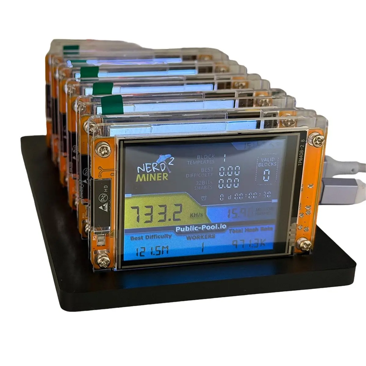 【★2026 Popular♠】6PCS 735KH/S NMMinerNerdMiner+6 Slots Stand Upgraded Bitcoin Crypto Solo Lottery Miner 2.8 Inch Smart Display Mi