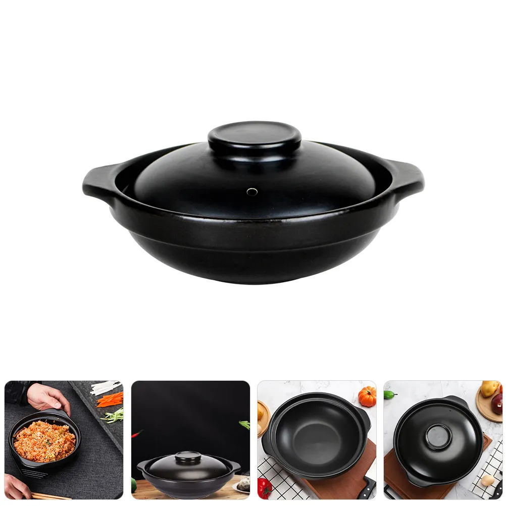 

Ceramic Cooking Pot Casserole Pan with Ergonomic Handle Flat Base Smooth Surface Easy Clean Multi Functional Home Restaurant Use
