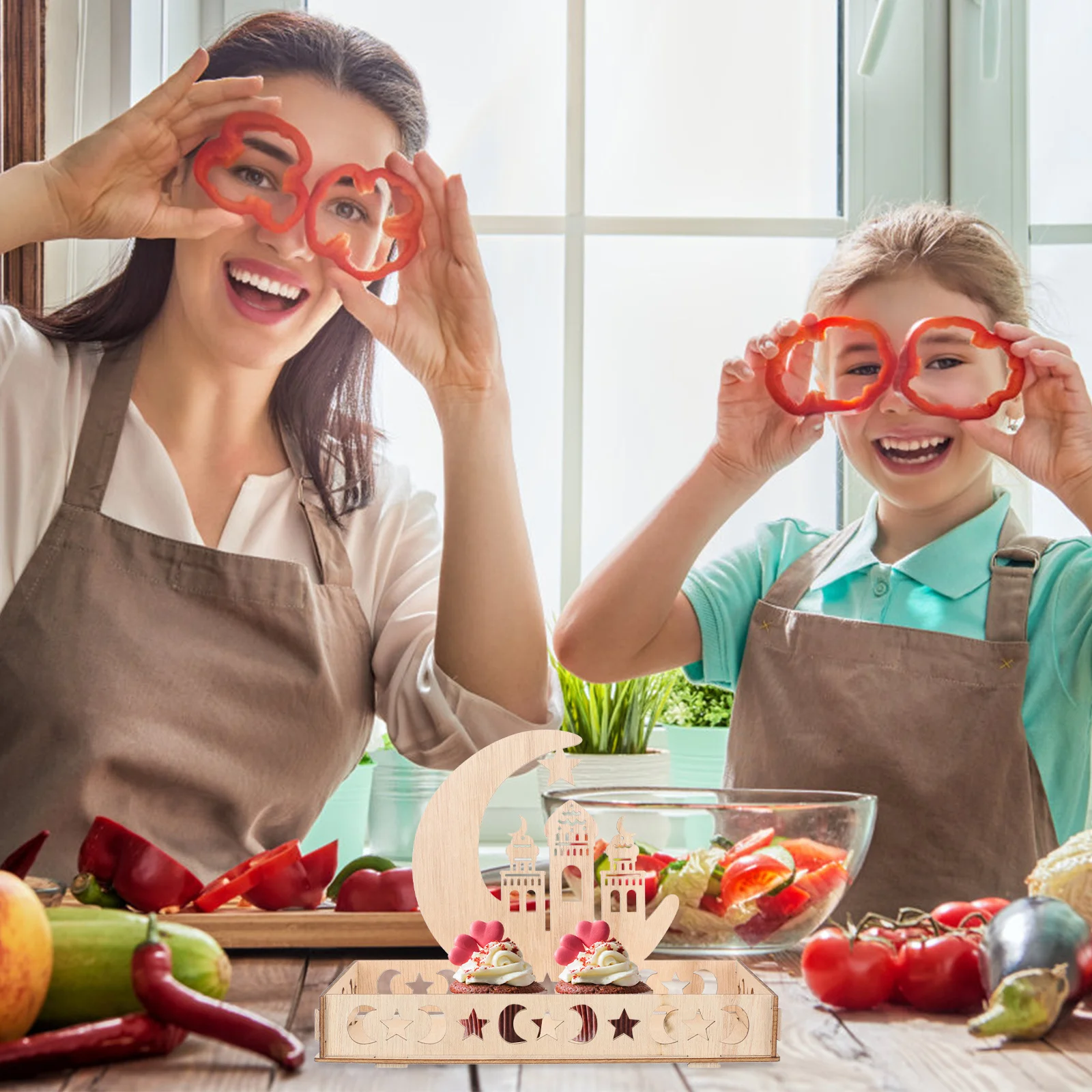 

Eid Wooden Dessert Tray Eco-Friendly Ramadan Food Tray Ramadan Party Table Decorations Eid Mubarak Table Centerpiece