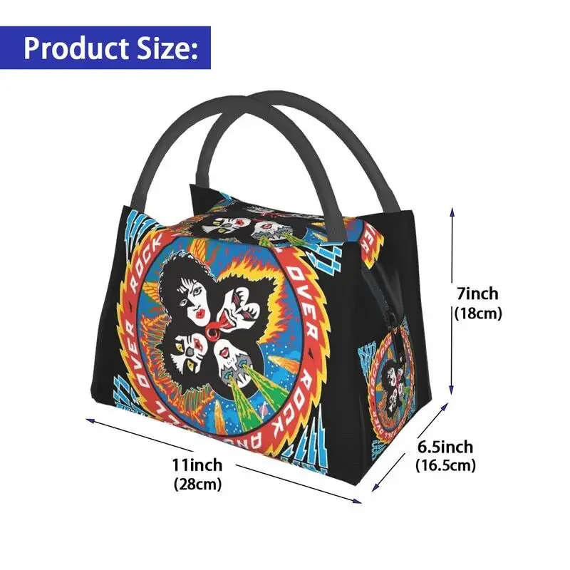 Rock Demon Kiss Band Rock And Roll Insulated Lunch Bag for Camping Travel Leakproof Thermal Cooler Bento Box Women