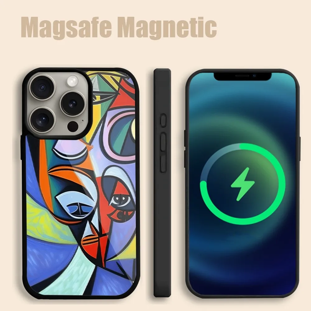 Picasso Abstract Art Painting  Phone Case For iPhone 15 14 13 12 11 Pro Max Plus Magsafe Magnetic Wireless Charging Cover