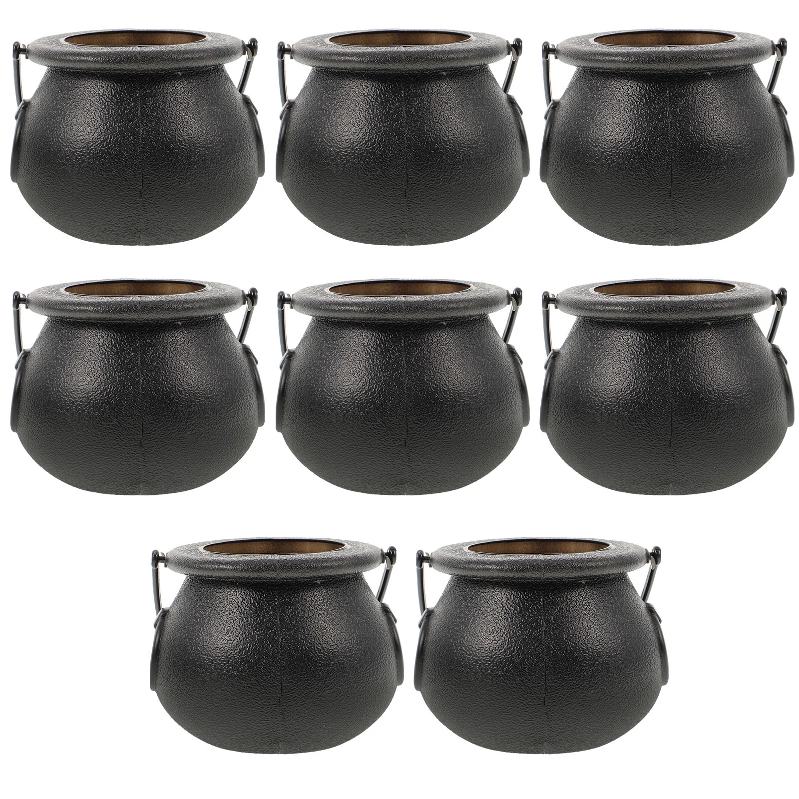 8 Pcs 5x7cm Candy Jars Kettles Witch Cauldron Handheld Candy Bucket for Halloween Party Hanging Props (Black)