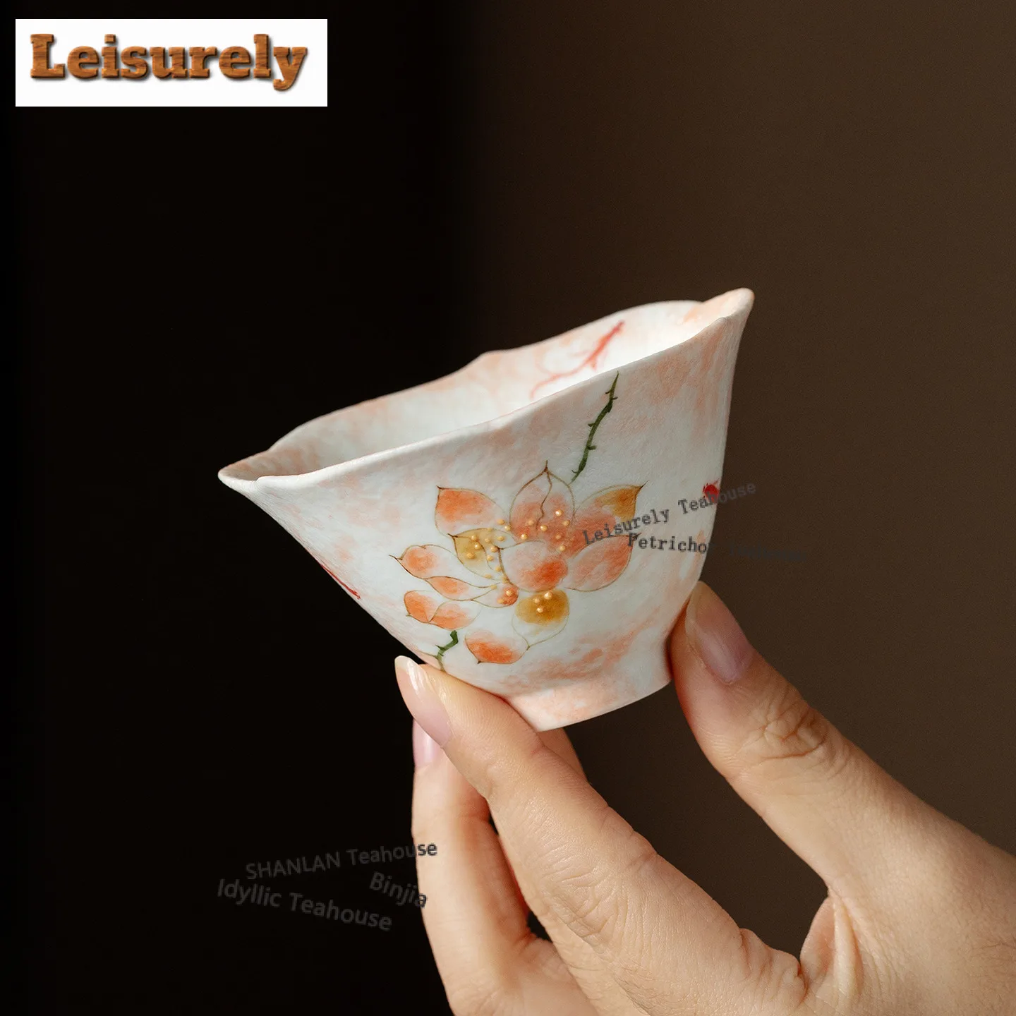 85ml Hand-painted Pink Magnolia Teacup Aesthetic Tea Bowl Mug Tea-tasting Personal Cup Jianzhan Master Cups Chinese Tea Set Gift