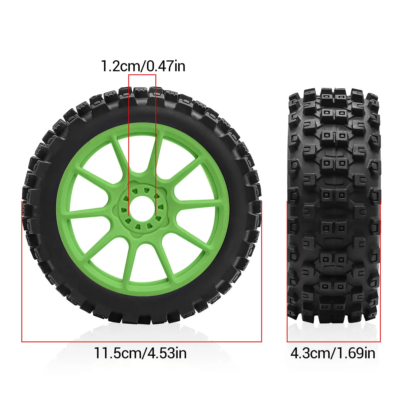 1/8 Scale RC Tires 17mm Hex - 4PCS Claw Chocolate Off-Road Tires for ARRMA Typhon, TRAXXAS Jato, FS Racing, KYOSHO MP10, HSP - C