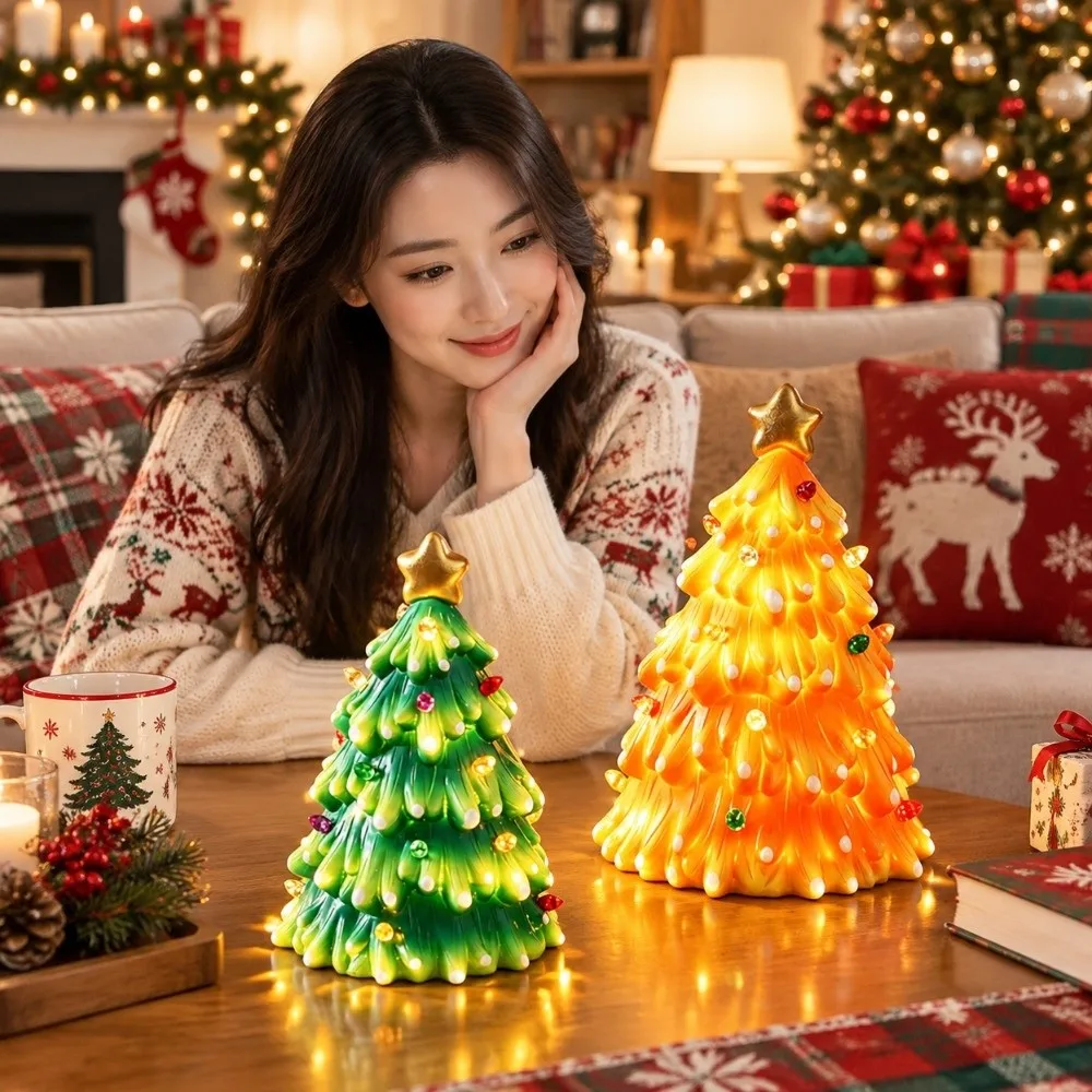 Luminous Christmas Tree Lights Glowing Atmosphere Christmas Tree Night Light LED Colorful Christmas Decoration Figurines Bar